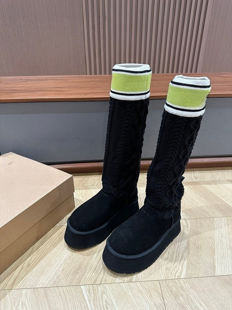 T588-717 Long tube height increasing woolen socks with added fleece-TG