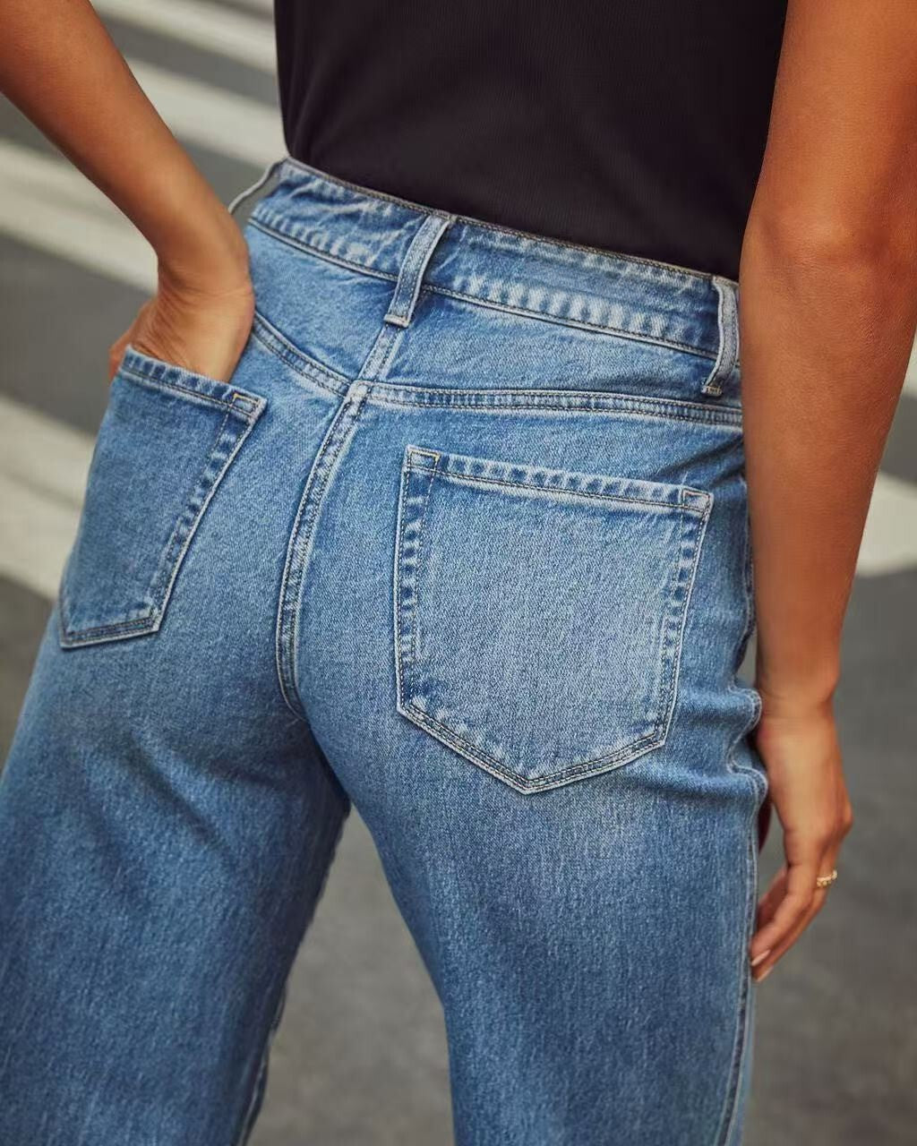 T588-745 High waisted wide leg loose jeans -GYYF