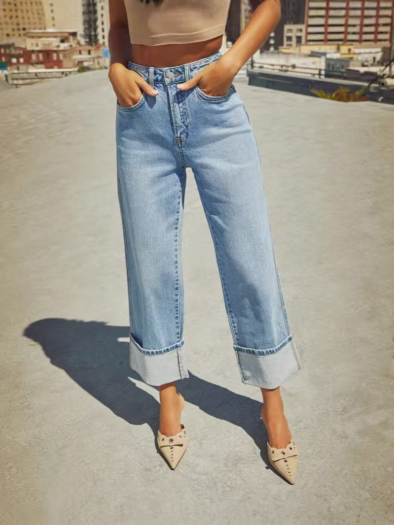 T588-745 High waisted wide leg loose jeans -GYYF