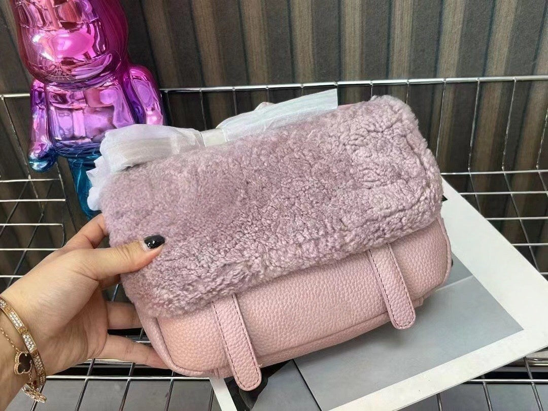 T588-788 Lamb Fleece Postman Bag Diagonal Mini