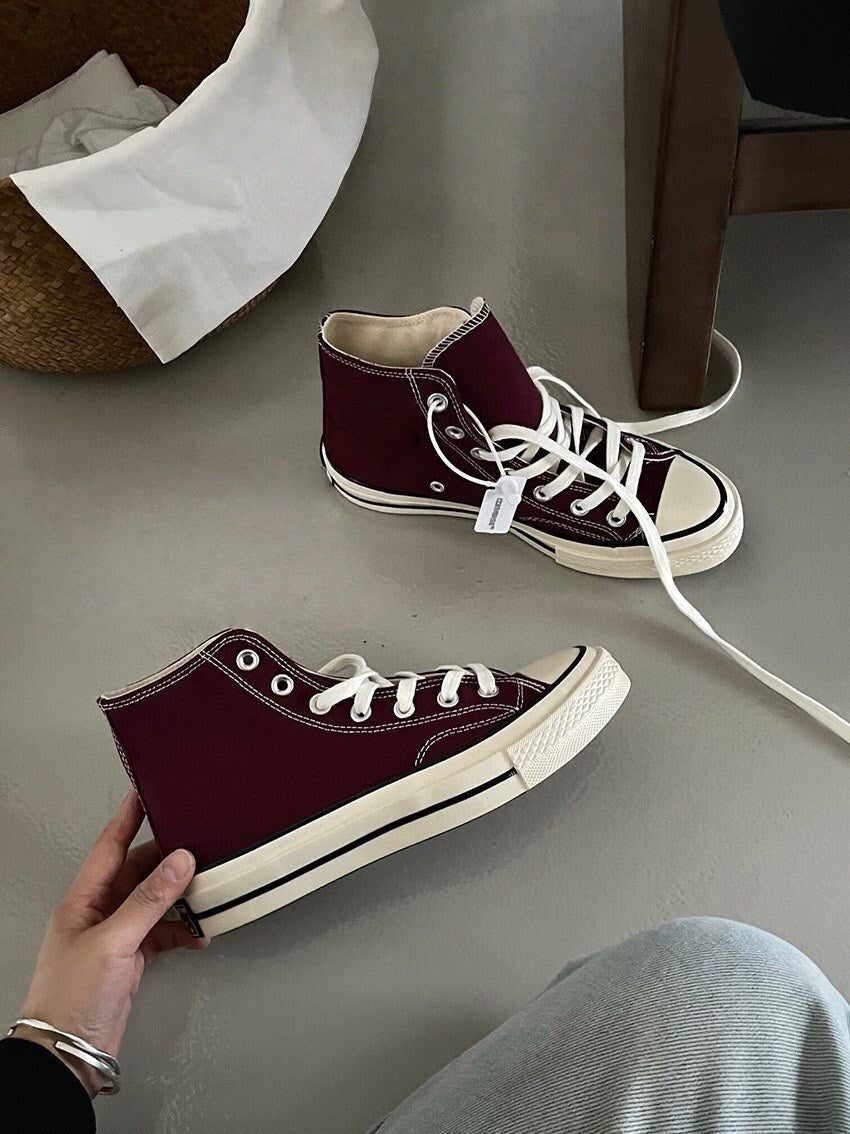 T588-870 Casual flat bottomed board shoes with high tops