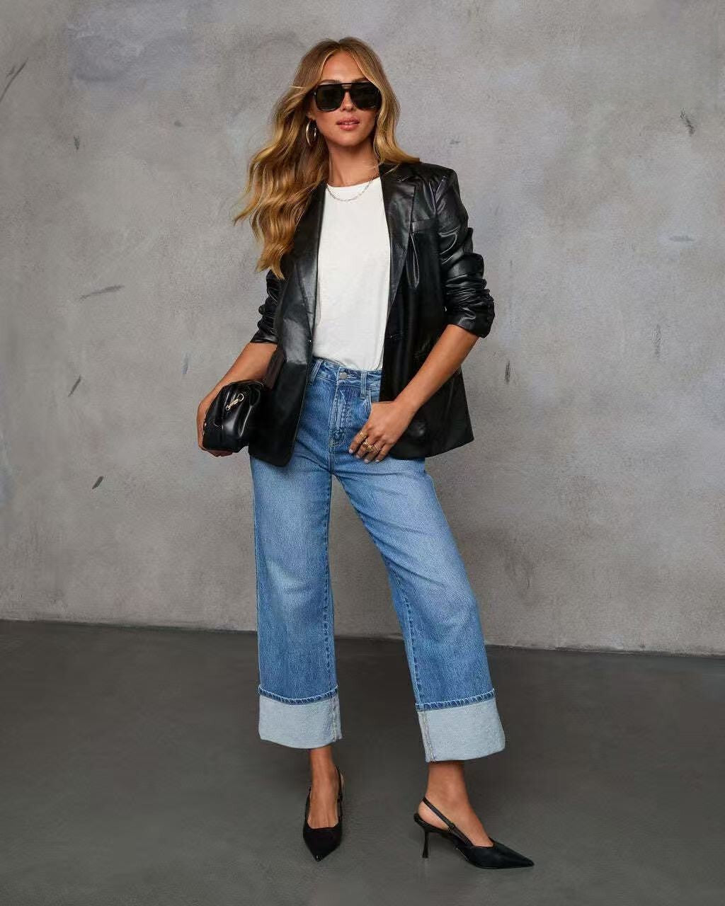 T588-745 High waisted wide leg loose jeans -GYYF