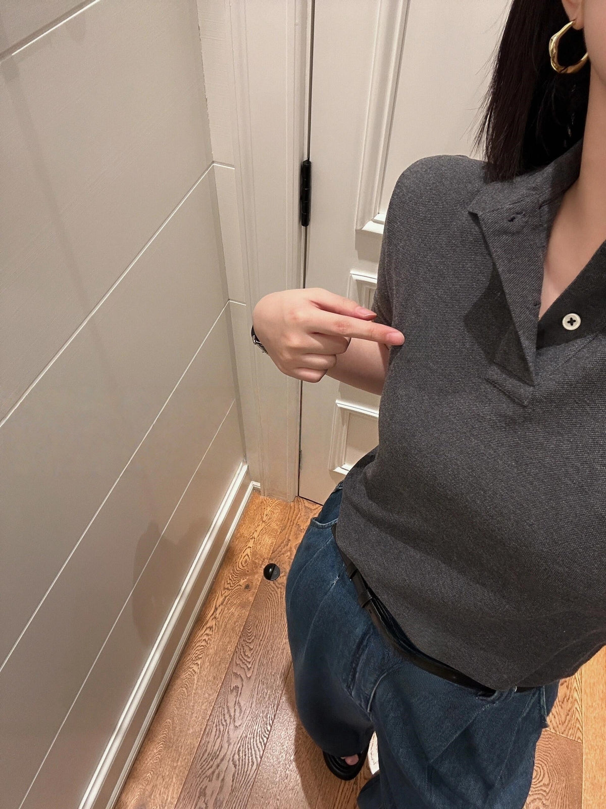 T588-991    Button up shirt women's T-shirt