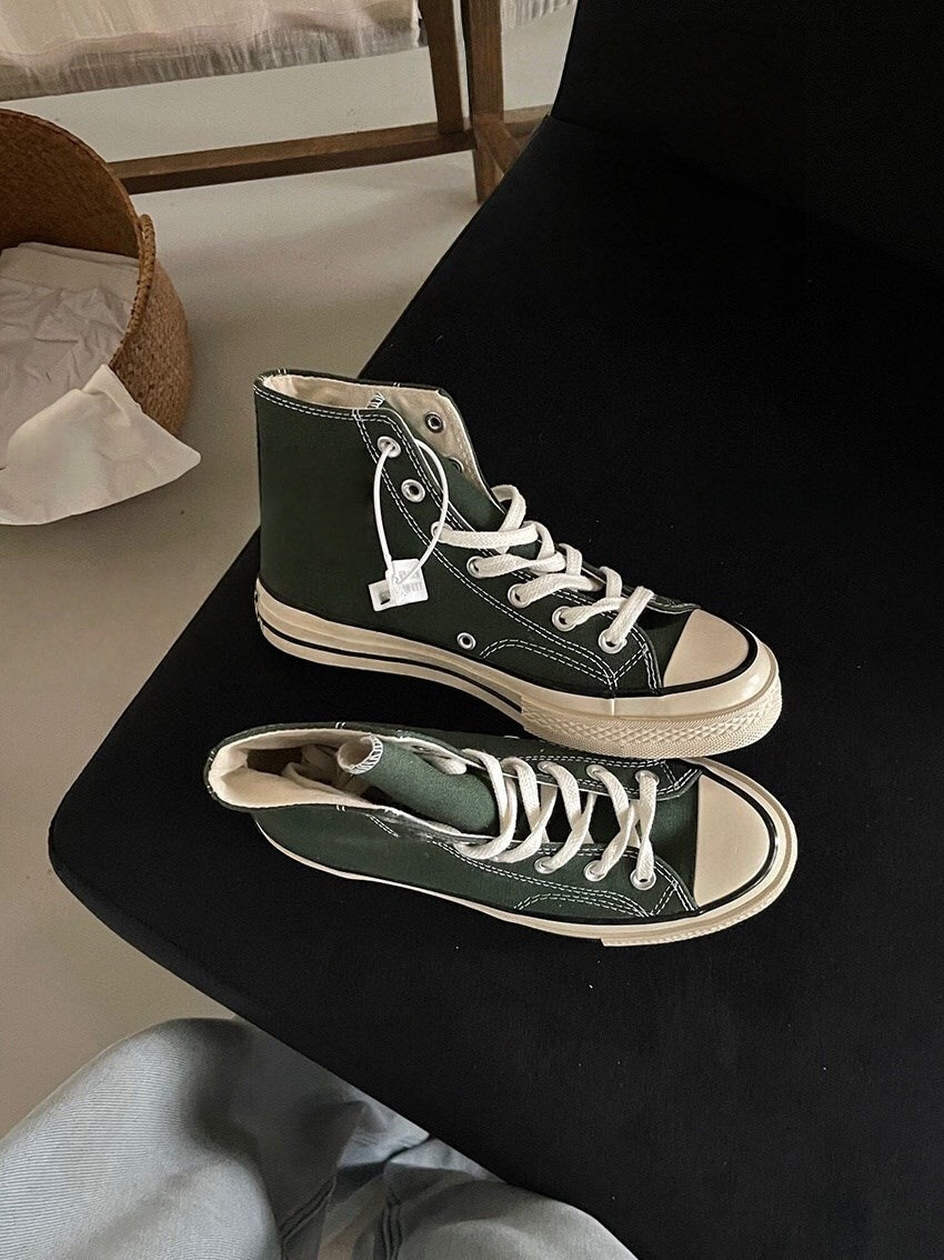 T588-870 Casual flat bottomed board shoes with high tops